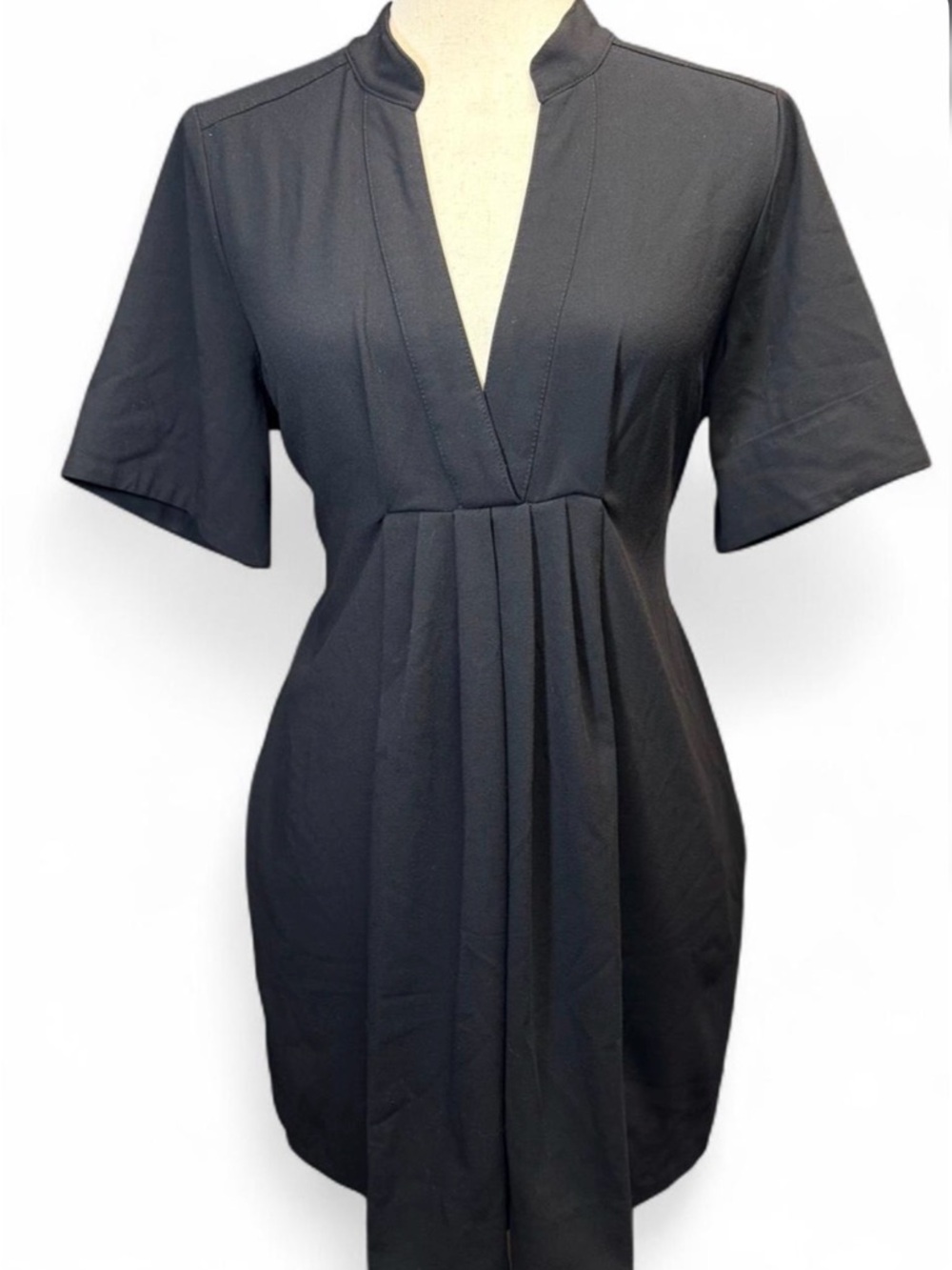 Free People Womens Black Pleated V-Neck XS Mini Dress Office Siren Dark Coquette